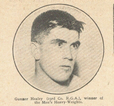 Gunner Healey, Royal Garrison Artillery, heavyweight champion 1911.